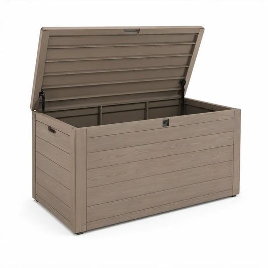 Zahradní úložný box z polypropylenu Taupe, 570 l, 151,7 × 72,5 × 70 cm